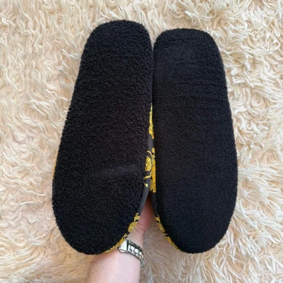 Versace Medusa Slippers Black Gold Baroque Home Shoes Size M - Picture 4 of 9